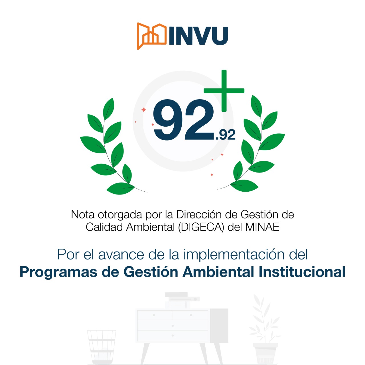El Instituto Nacional de Vivienda y Urbanismo obtuvo una calificación de 92,92 puntos en su evaluación de la Gestión Ambiental