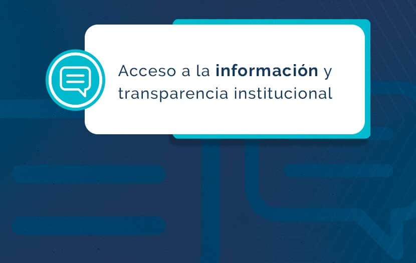 fondo azul con un globo de hablar con las letras transparencia y datos abiertos